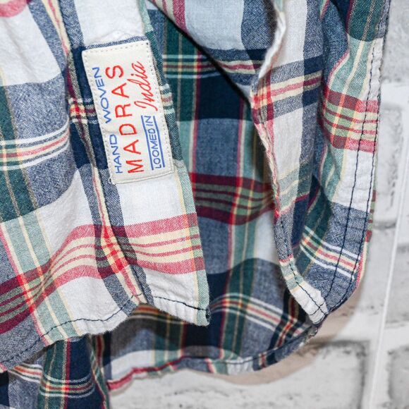 JOHN SIMONS Men's Short Sleeve Button down Shirt Madras Plaid size XS - Picture 6 of 6